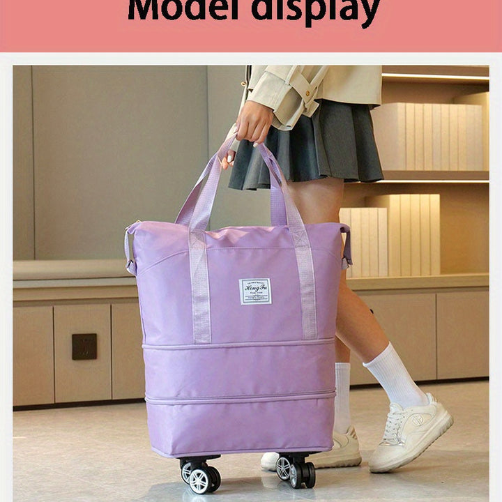 Large capacity luggage bag, double-layer expandable storage luggage bag, short distance waiting for delivery, student start school universal wheel travel bag