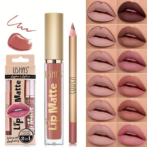 2in1 Lip Liner and Lipstick Set, 12 Velvety Matte Liquid Lipsticks + 12 Matching Smooth Lip Liner One Step Lips Long Lasting Waterproof Makeup Kits Gift Set - Total Trends Fusion