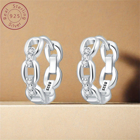 4g MISEFF genuine 925 sterling silver hollow chain with stone inlaid round earrings suitable for daily and holiday women's luxurious fashion jewelry gifts - Total Trends Fusion