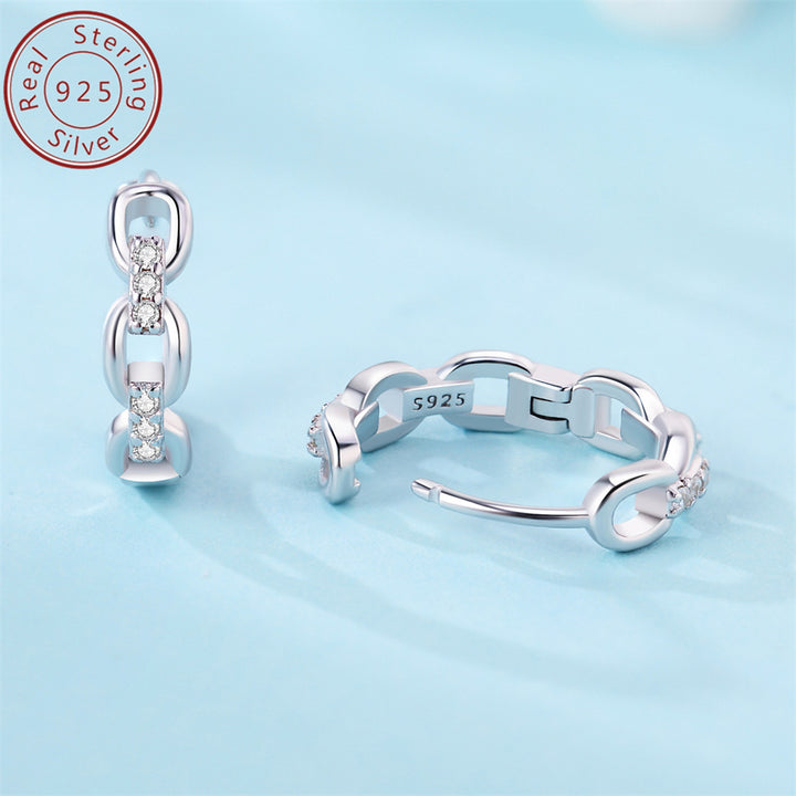 4g MISEFF genuine 925 sterling silver hollow chain with stone inlaid round earrings suitable for daily and holiday women's luxurious fashion jewelry gifts - Total Trends Fusion