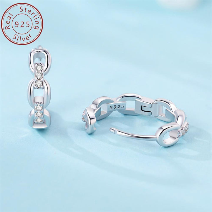 4g MISEFF genuine 925 sterling silver hollow chain with stone inlaid round earrings suitable for daily and holiday women's luxurious fashion jewelry gifts - Total Trends Fusion