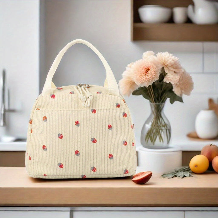 LEDAOU Lunch Box for Women Insulated Lunch Bag Corduroy Lunch Tote Bags Leakproof Cooler Lunch Case for Travel Work Picnic - Total Trends Fusion