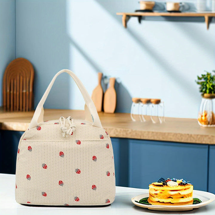 LEDAOU Lunch Box for Women Insulated Lunch Bag Corduroy Lunch Tote Bags Leakproof Cooler Lunch Case for Travel Work Picnic - Total Trends Fusion