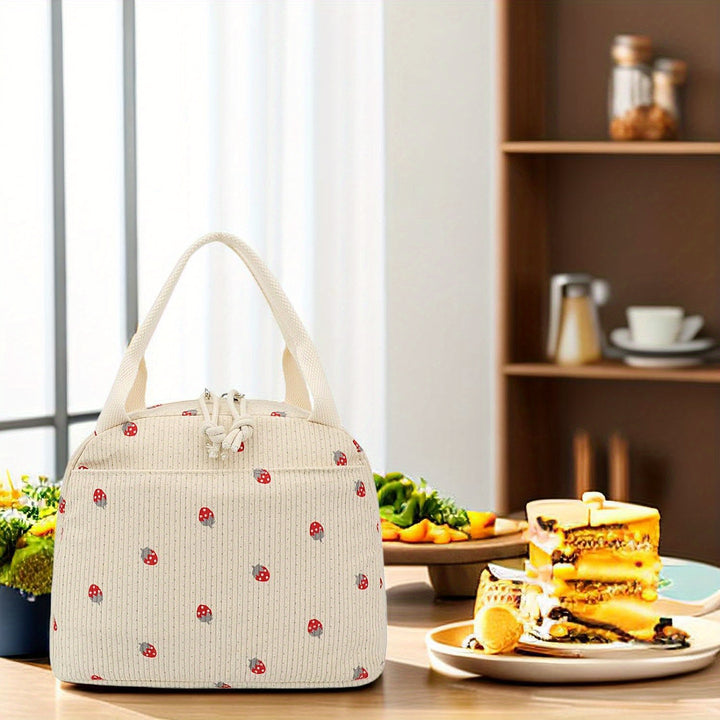 LEDAOU Lunch Box for Women Insulated Lunch Bag Corduroy Lunch Tote Bags Leakproof Cooler Lunch Case for Travel Work Picnic - Total Trends Fusion