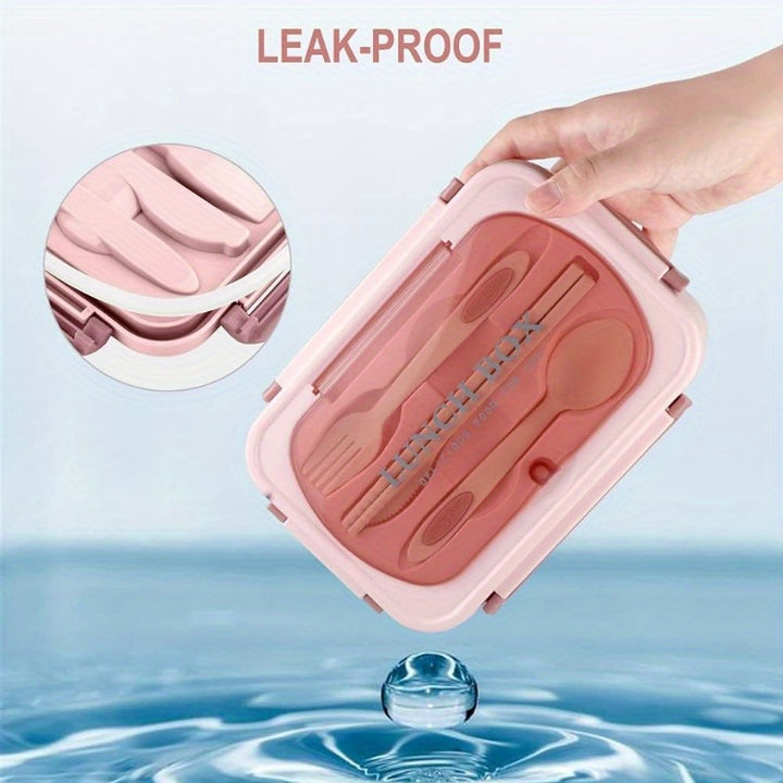 NatraProw Bento Box for Adult, 1200 ML Lunch Containers for Adults, LeakProof Lunch Box with Utensils, BPA Free, 3 Compartment Bento Box Microwave Safe, Pink - Total Trends Fusion