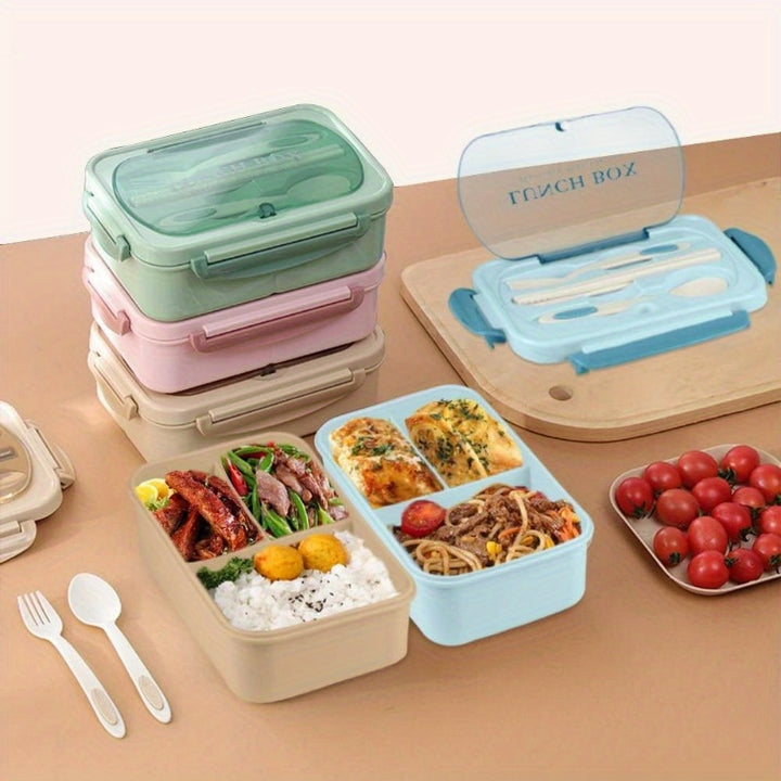NatraProw Bento Box for Adult, 1200 ML Lunch Containers for Adults, LeakProof Lunch Box with Utensils, BPA Free, 3 Compartment Bento Box Microwave Safe, Pink - Total Trends Fusion