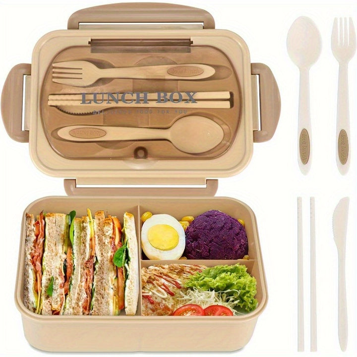 NatraProw Bento Box for Adult, 1200 ML Lunch Containers for Adults, LeakProof Lunch Box with Utensils, BPA Free, 3 Compartment Bento Box Microwave Safe, Pink - Total Trends Fusion