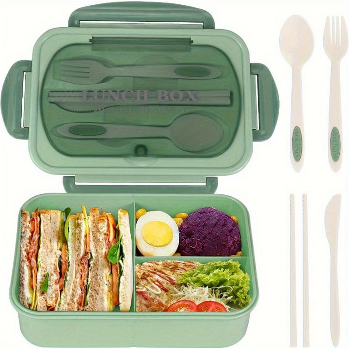 NatraProw Bento Box for Adult, 1200 ML Lunch Containers for Adults, LeakProof Lunch Box with Utensils, BPA Free, 3 Compartment Bento Box Microwave Safe, Pink - Total Trends Fusion