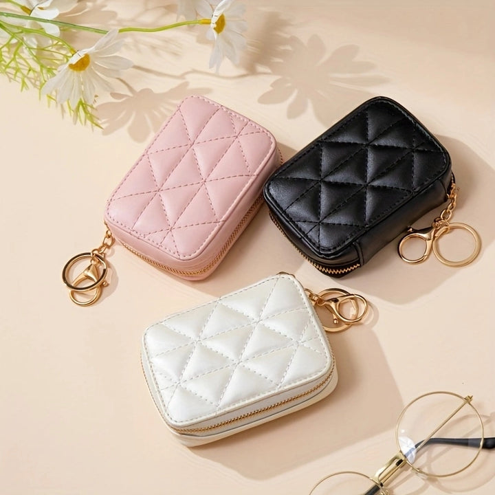1pc Portable High-definition Mirror Cowhide Lipstick Storage Bag Makeup Bag Coin Purse - Total Trends Fusion