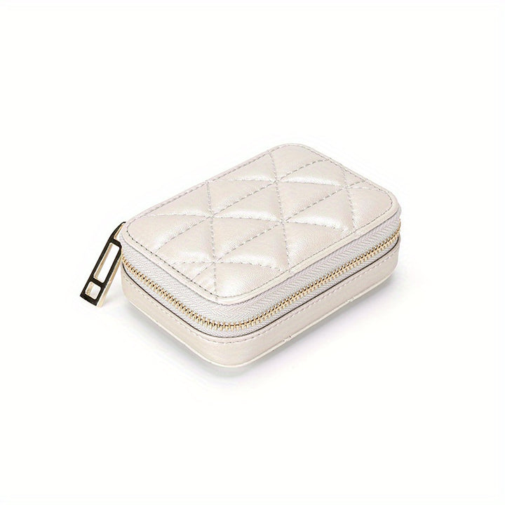 1pc Portable High-definition Mirror Cowhide Lipstick Storage Bag Makeup Bag Coin Purse - Total Trends Fusion