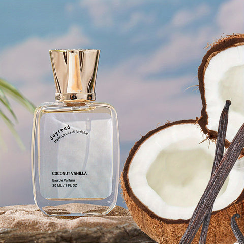 Joyroud Coconut Vanilla Bliss Eau De Parfum for Women - Tropical Floral & Fruity Scent with Chamomile, Sweet Alcohol-Based Spray, Ideal Gift for Her on Thanksgiving, Christmas & Birthdays, 1.01fl.oz.