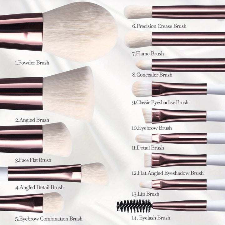 14-Piece Mini Travel Makeup Brush Set with LED Light Mirror - Portable Foundation, Powder, Concealers, Eye Shadows Makeup Kit - Compact, Travel-Friendly, Easy-to-Use, Soft Bristles, Multi-Functional