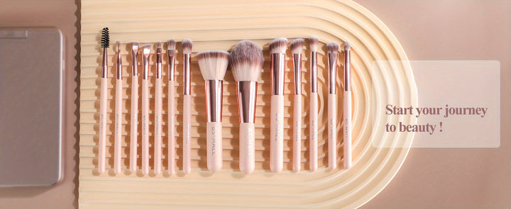 14-Piece Mini Travel Makeup Brush Set with LED Light Mirror - Portable Foundation, Powder, Concealers, Eye Shadows Makeup Kit - Compact, Travel-Friendly, Easy-to-Use, Soft Bristles, Multi-Functional