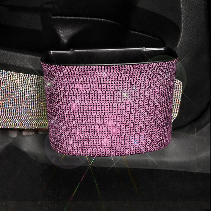 2PCS Car Trash Can, Bling Car Garbage Can Container Hanging Wastebasket with Rhinestones - Total Trends Fusion