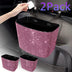 2PCS Car Trash Can, Bling Car Garbage Can Container Hanging Wastebasket with Rhinestones - Total Trends Fusion