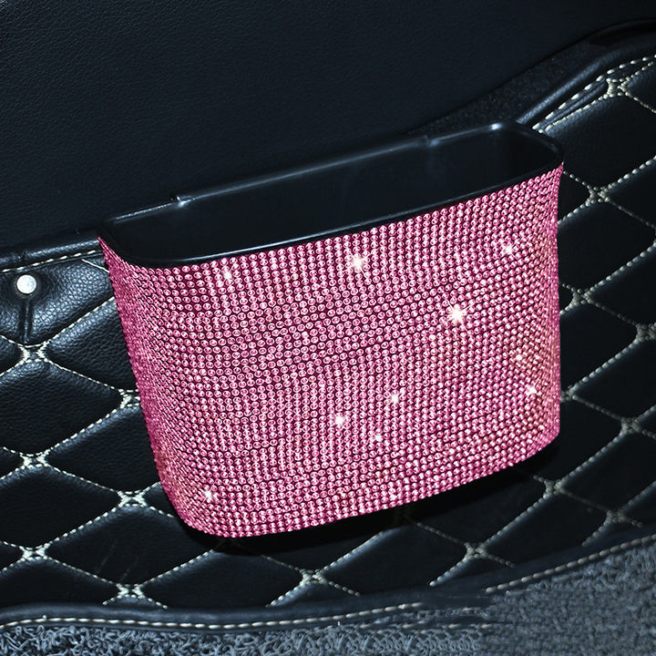 2PCS Car Trash Can, Bling Car Garbage Can Container Hanging Wastebasket with Rhinestones - Total Trends Fusion
