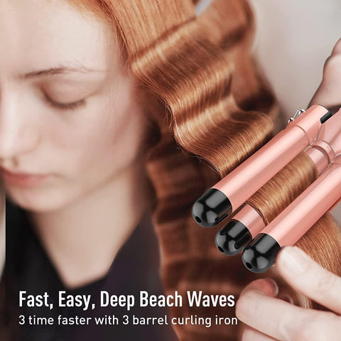 5-in-1 Waver Curling Iron Wand Set - Fast Heating, 3 Barrel Hair Crimper for All Hair Types, Womens Styling Essential with Multiple Curling Options and Easy-to-Use Design - Total Trends Fusion