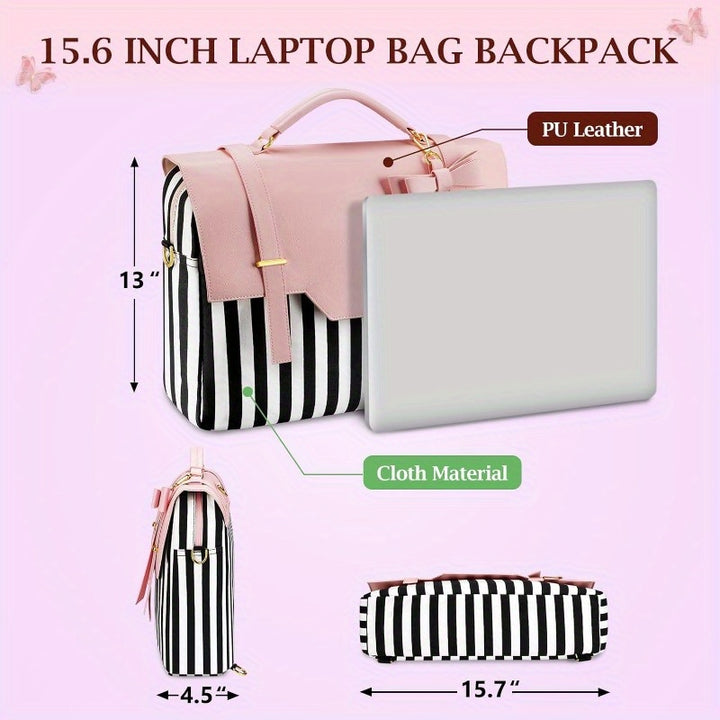Briefcase for Women, 15.6 Inch Convertible Laptop Briefcase Backpack with Bow, Cute Kawaii Computer Messenger Crossbody Laptop Tote Bag Carrying Case Gift for College Work Travel 3 in 1, Pink - Total Trends Fusion