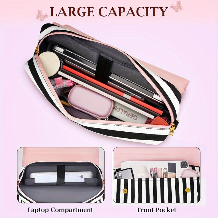 Briefcase for Women, 15.6 Inch Convertible Laptop Briefcase Backpack with Bow, Cute Kawaii Computer Messenger Crossbody Laptop Tote Bag Carrying Case Gift for College Work Travel 3 in 1, Pink - Total Trends Fusion