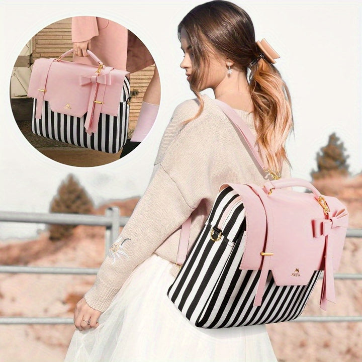 Briefcase for Women, 15.6 Inch Convertible Laptop Briefcase Backpack with Bow, Cute Kawaii Computer Messenger Crossbody Laptop Tote Bag Carrying Case Gift for College Work Travel 3 in 1, Pink - Total Trends Fusion