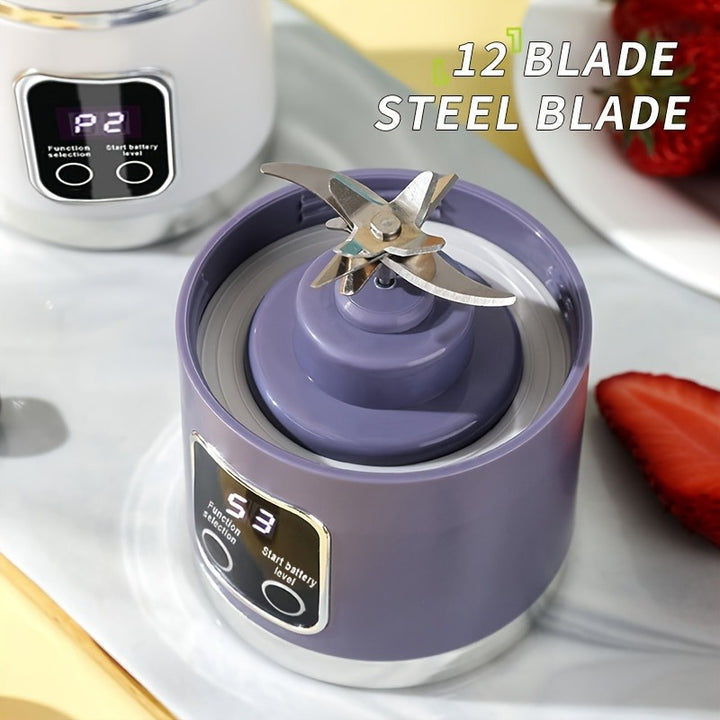 Portable USB Rechargeable Mini Blender & Juicer - 3 Modes, Digital Display, 12 Blades, Easy to Clean, Perfect for Travel and Fresh Drinks, Kitchen Must-Have - Total Trends Fusion