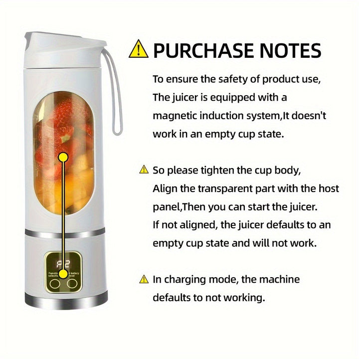 Portable USB Rechargeable Mini Blender & Juicer - 3 Modes, Digital Display, 12 Blades, Easy to Clean, Perfect for Travel and Fresh Drinks, Kitchen Must-Have - Total Trends Fusion