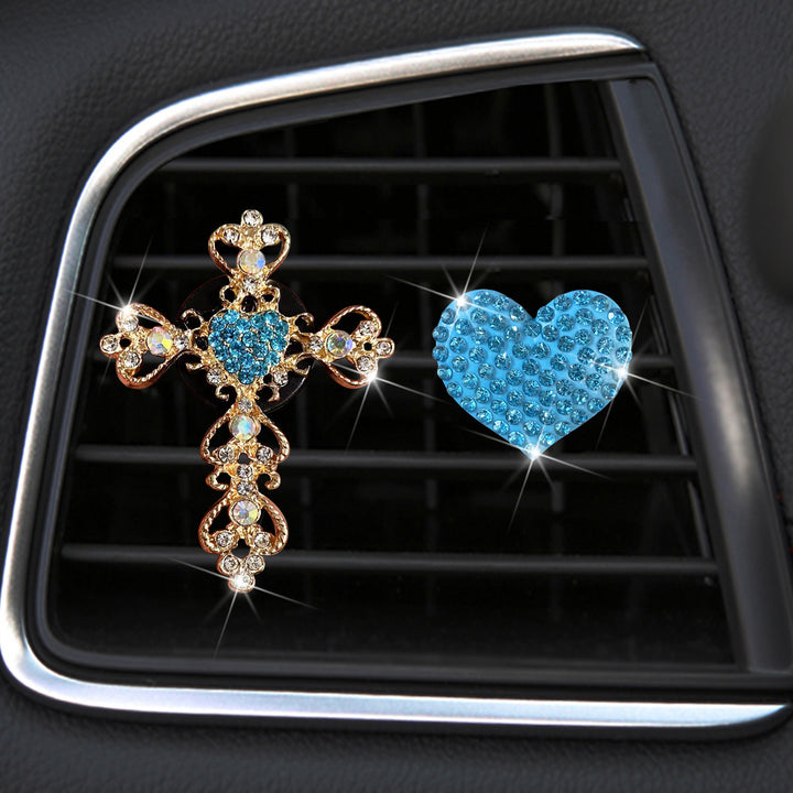 Car aromatherapy rhinestone love car trend perfume clip golden rhinestone cross car air conditioner decoration - Total Trends Fusion