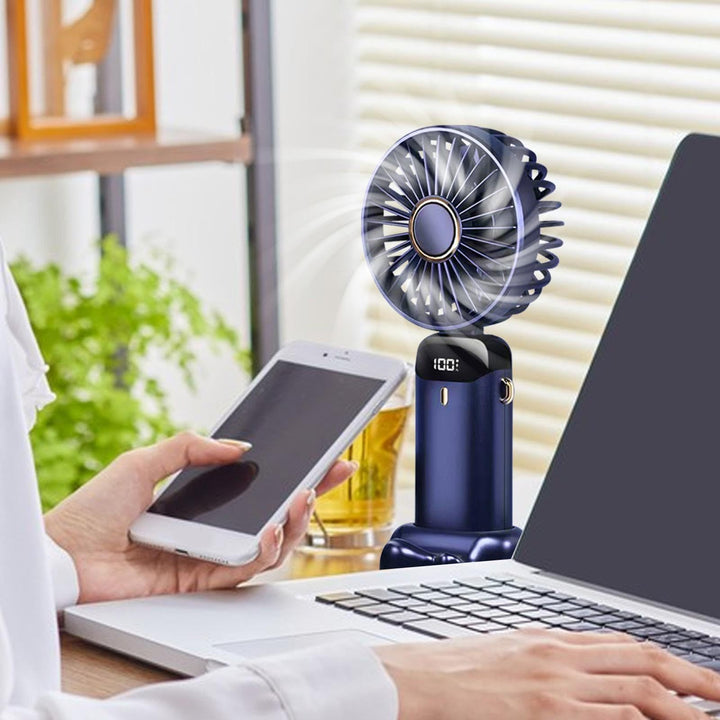 Portable Mini Handheld Fan - 5000mAh USB Rechargeable, Touch Control, 5-Speed Foldable Fan, LED Display, For Home, Office, Outdoor Hand Held/Desk/Neck Fan 3 In 1 Mini Fan With Base