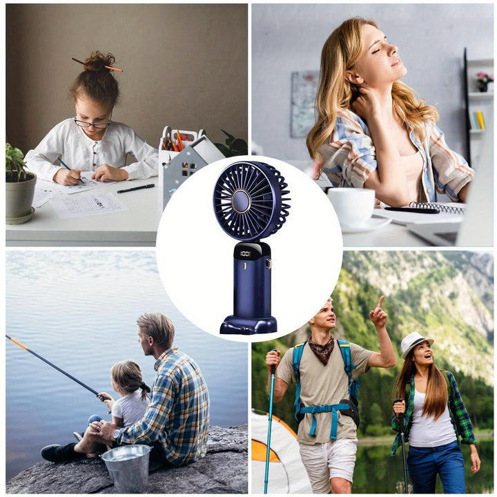 Portable Mini Handheld Fan - 5000mAh USB Rechargeable, Touch Control, 5-Speed Foldable Fan, LED Display, For Home, Office, Outdoor Hand Held/Desk/Neck Fan 3 In 1 Mini Fan With Base