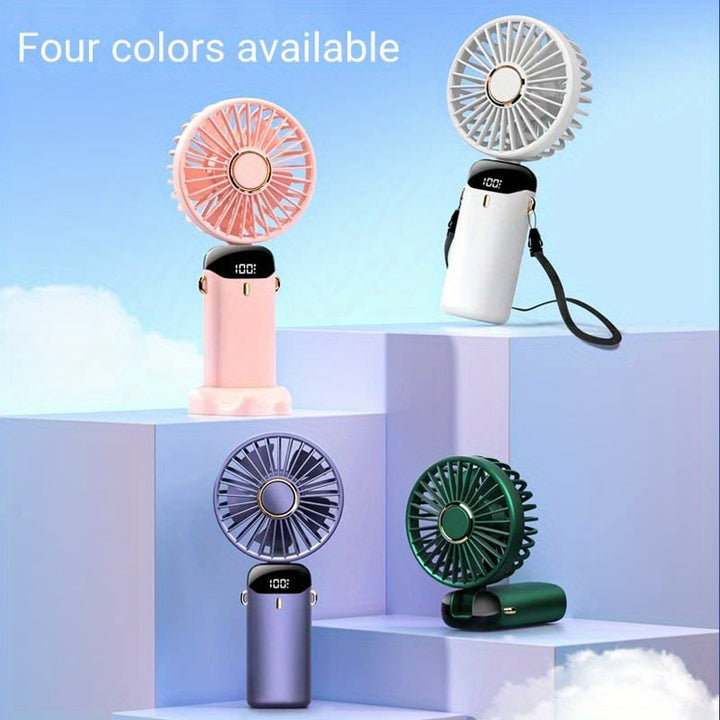Portable Mini Handheld Fan - 5000mAh USB Rechargeable, Touch Control, 5-Speed Foldable Fan, LED Display, For Home, Office, Outdoor Hand Held/Desk/Neck Fan 3 In 1 Mini Fan With Base