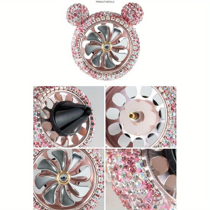 2pcs car diamond-inset tuyere rotary fan car perfume car tuyere clip decoration air conditioning port - Total Trends Fusion