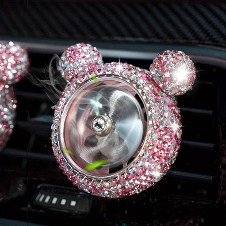 2pcs car diamond-inset tuyere rotary fan car perfume car tuyere clip decoration air conditioning port - Total Trends Fusion