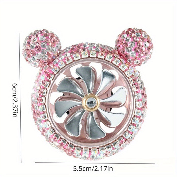 2pcs car diamond-inset tuyere rotary fan car perfume car tuyere clip decoration air conditioning port - Total Trends Fusion