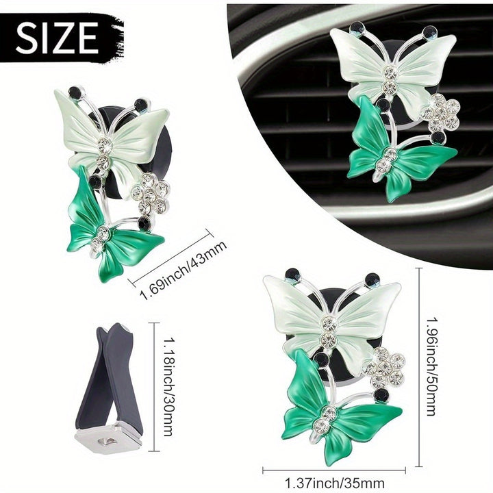6pcs 6 Color Car Air Vent Clip, Dual Butterfly Flowers Car Charm, Car Air Freshener With Fragrance Cotton Pad, Women Fashion Car Decorations Gift - Total Trends Fusion