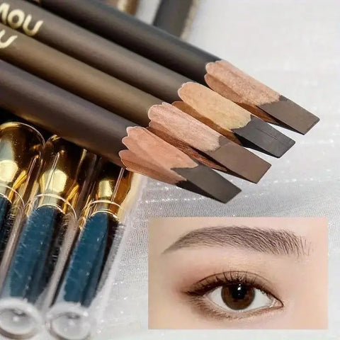 4pcsUltimate Waterproof Eyebrow Pencil - Smudge-Proof, Long-Lasting Formula with Sulfate-Free Double-Head Design, Including a Built-in Brush for Flawless, Natural Look - Perfect for All Skin Types - Total Trends Fusion