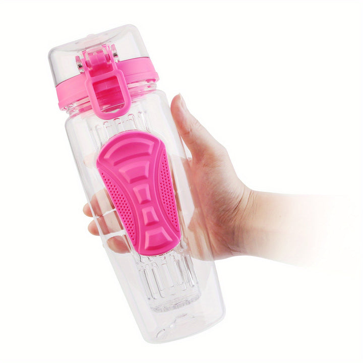 Fruit Infused Water Bottle 32OZ Fruit Juice Shaker Sport with Flip Top Non-Slip Handle for Office, Home Sports, Running, Walking, Hiking - Total Trends Fusion
