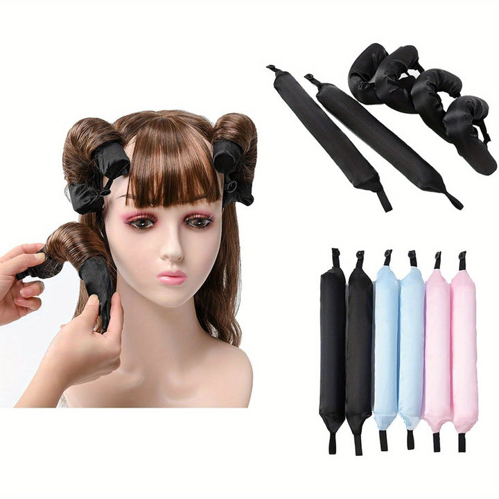 12PCS Luxury Lazy Hair Curler Set - Easy-to-Use Button Foam Rollers for Big, Bouncy, Wavy Curls - Heatless, No Damage, Time-Saving Hair Curling Tool for All Hair Types - Total Trends Fusion