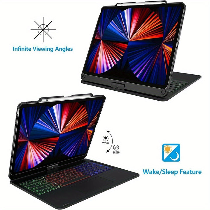 Touchpad Backlit Keyboard Case With Rotation For iPad Pro 12.9" 4/ 5/ 6th Gen 2022 - Total Trends Fusion