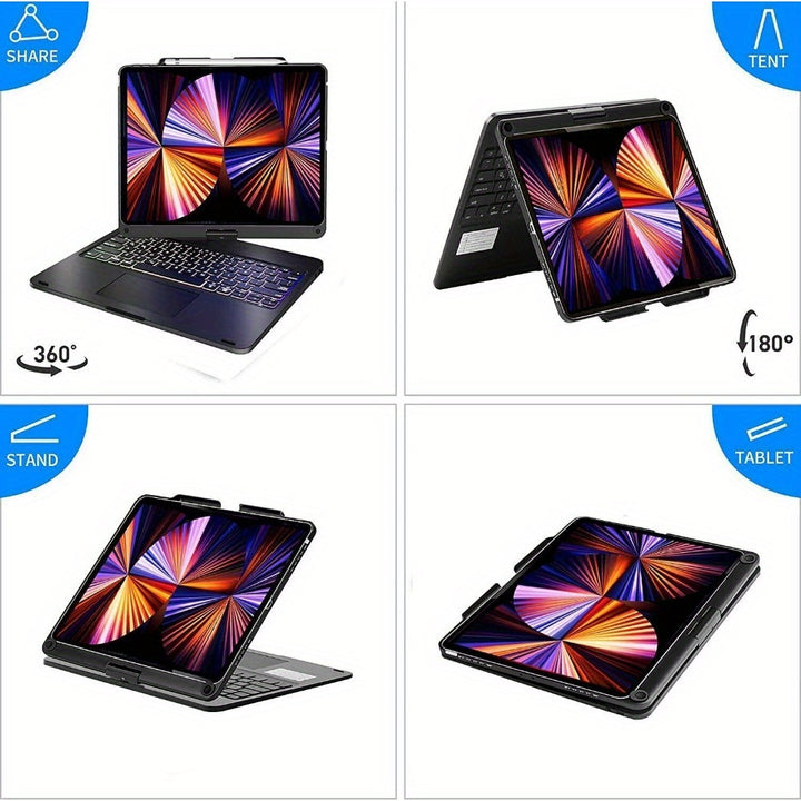 Touchpad Backlit Keyboard Case With Rotation For iPad Pro 12.9" 4/ 5/ 6th Gen 2022 - Total Trends Fusion