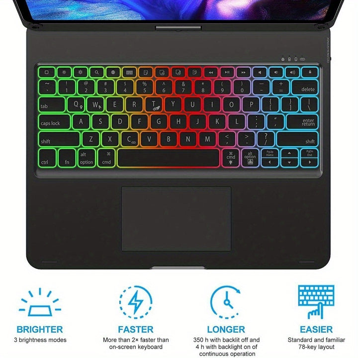 Touchpad Backlit Keyboard Case With Rotation For iPad Pro 12.9" 4/ 5/ 6th Gen 2022 - Total Trends Fusion