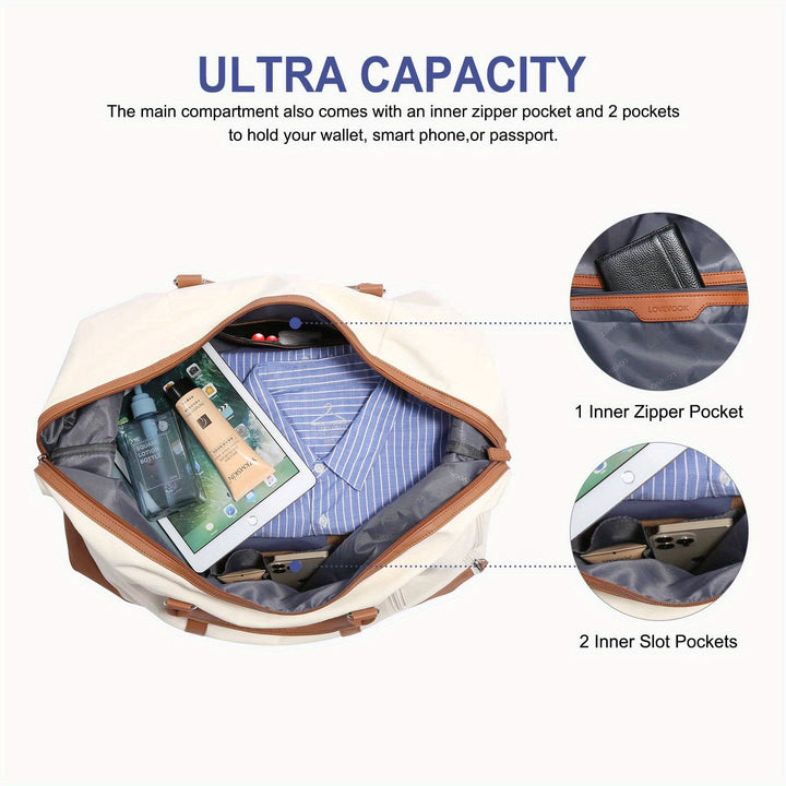 Travel Duffle Bag for Women, Weekender Overnight Bag with Laptop Compartment, Carry on Bag for Airplanes with Toiletry Bag, Gym Tote Bag with Wet Pocket, Hospital Bag for Labor and Delivery - Total Trends Fusion
