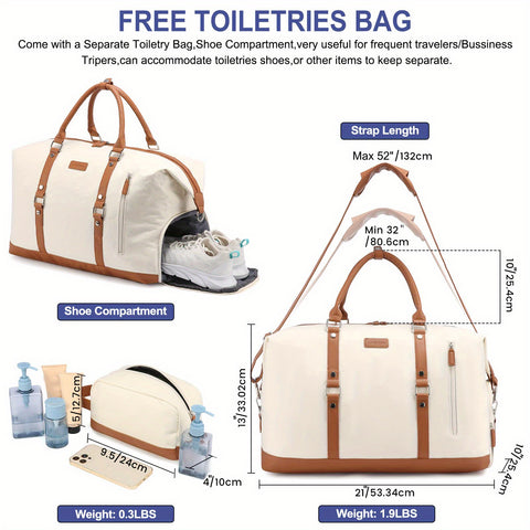 Travel Duffle Bag for Women, Weekender Overnight Bag with Laptop Compartment, Carry on Bag for Airplanes with Toiletry Bag, Gym Tote Bag with Wet Pocket, Hospital Bag for Labor and Delivery - Total Trends Fusion
