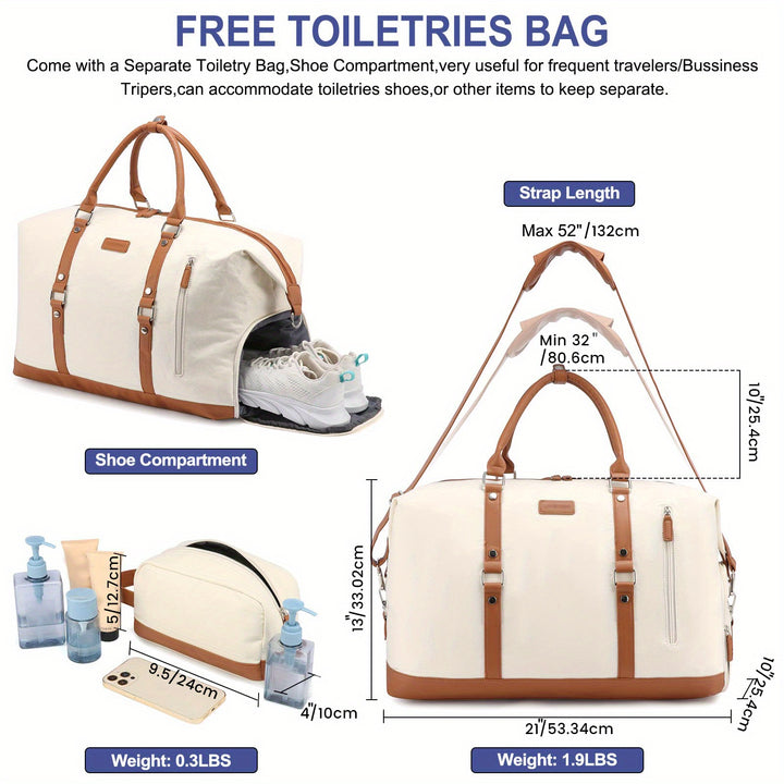 Travel Duffle Bag for Women, Weekender Overnight Bag with Laptop Compartment, Carry on Bag for Airplanes with Toiletry Bag, Gym Tote Bag with Wet Pocket, Hospital Bag for Labor and Delivery - Total Trends Fusion