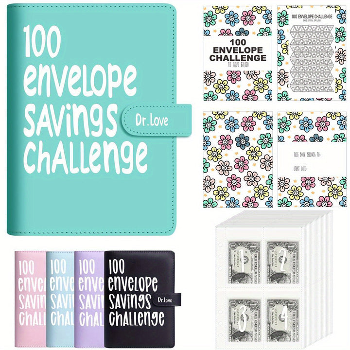[Upgraded version]1 Piece 100 Envelope Saving Challenge Binder, Budget Binder, Money Saving Challenge Book, Notebook, Money Organizer, Budget Planner Book for Budgeting, New Year gift - Total Trends Fusion