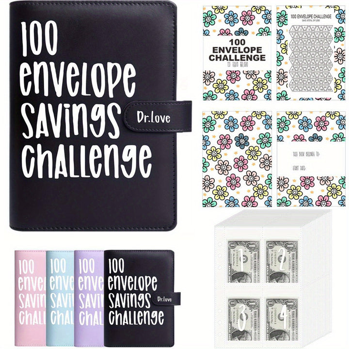 [Upgraded version]1 Piece 100 Envelope Saving Challenge Binder, Budget Binder, Money Saving Challenge Book, Notebook, Money Organizer, Budget Planner Book for Budgeting, New Year gift - Total Trends Fusion