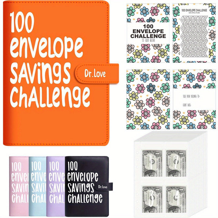 [Upgraded version]1 Piece 100 Envelope Saving Challenge Binder, Budget Binder, Money Saving Challenge Book, Notebook, Money Organizer, Budget Planner Book for Budgeting, New Year gift - Total Trends Fusion