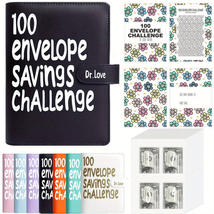 [Upgraded version]1 Piece 100 Envelope Saving Challenge Binder, Budget Binder, Money Saving Challenge Book, Notebook, Money Organizer, Budget Planner Book for Budgeting, New Year gift - Total Trends Fusion