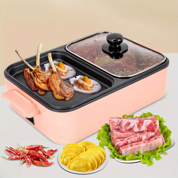 2in1 Electric Hot Pot 1500W Non-Stick Korean BBQ Plate Pan Shabu Grill Barbecue - Total Trends Fusion