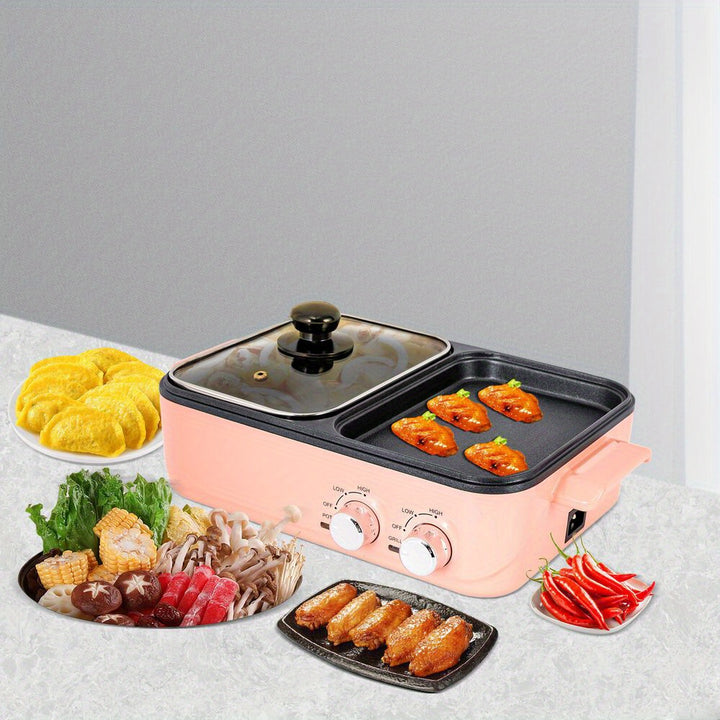 2in1 Electric Hot Pot 1500W Non-Stick Korean BBQ Plate Pan Shabu Grill Barbecue - Total Trends Fusion