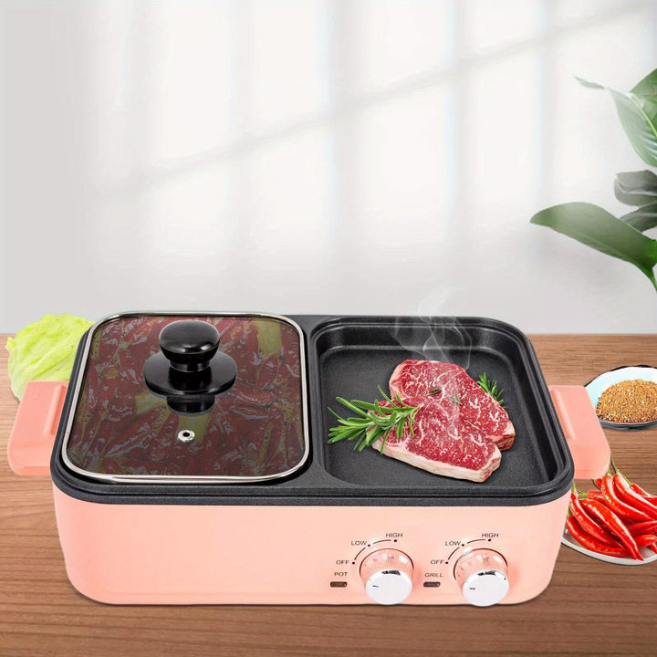 2in1 Electric Hot Pot 1500W Non-Stick Korean BBQ Plate Pan Shabu Grill Barbecue - Total Trends Fusion